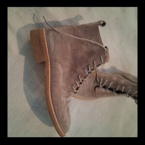 Vince Taupe Lace-Up Suede Boots